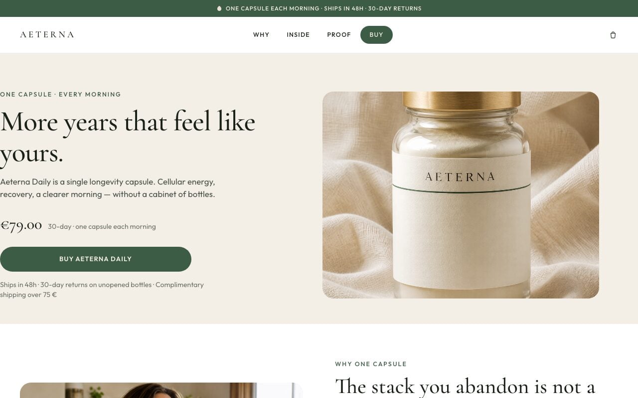 Aeterna — Accueil — boutique Bien-être sur Becomy