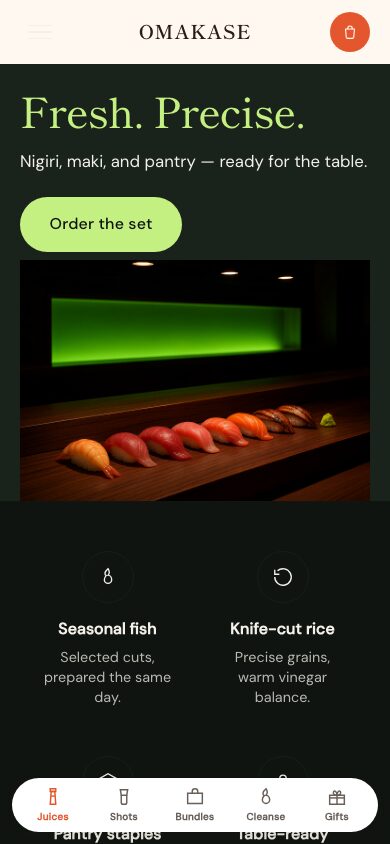Aperçu du thème Omakase
